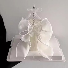 网红2.14情人节快乐螺纹蜡烛蛋糕装饰水晶触角蝴蝶烘焙装扮插件