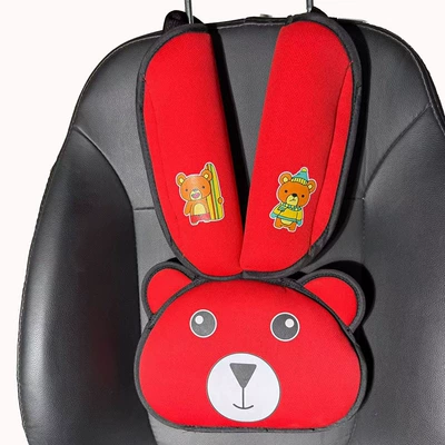 Bear Head Auxiliary Safety Seat belt shoulder pad - red-thickened-cotton-bear-head-shoulder-shield