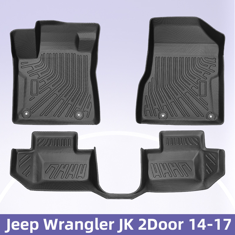 Aplicable a Jeep Wrangler jK 2Door 2014 - 2017 TPE Foot Pad 3D All Weather Material Cojín de piso
