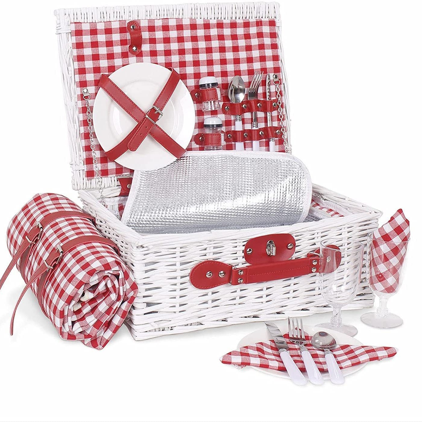 Cestas de picnic de sauce Amazon nuevo aislamiento portátil de caña blanca cestas de tejido al por mayor cestas de almacenamiento