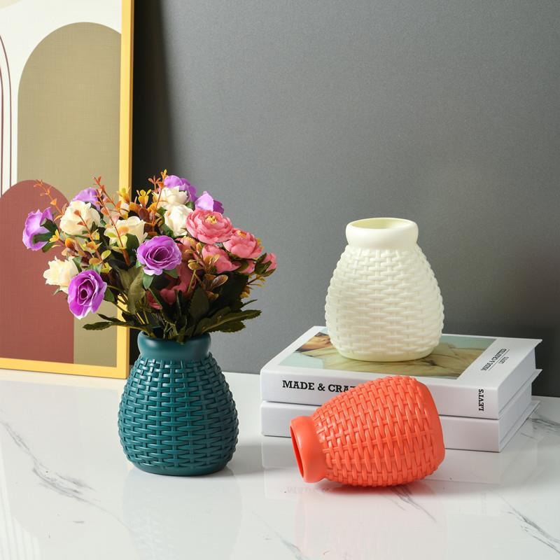 Jarrón decorativo de plástico estilo nórdico, resistente a caídas