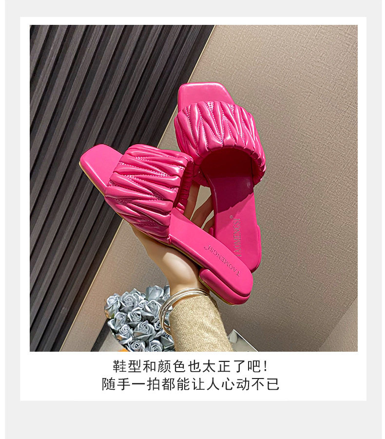 Dép lê nữ mùi vuông đế bằng chống trơn thoải mái đi ngoài trời — Màu Đen (không có chữ cái), Pink (không có chữ cái), Trắng sữa (không có chữ cái), Xanh sữa (không có chữ cái) chi tiết 8