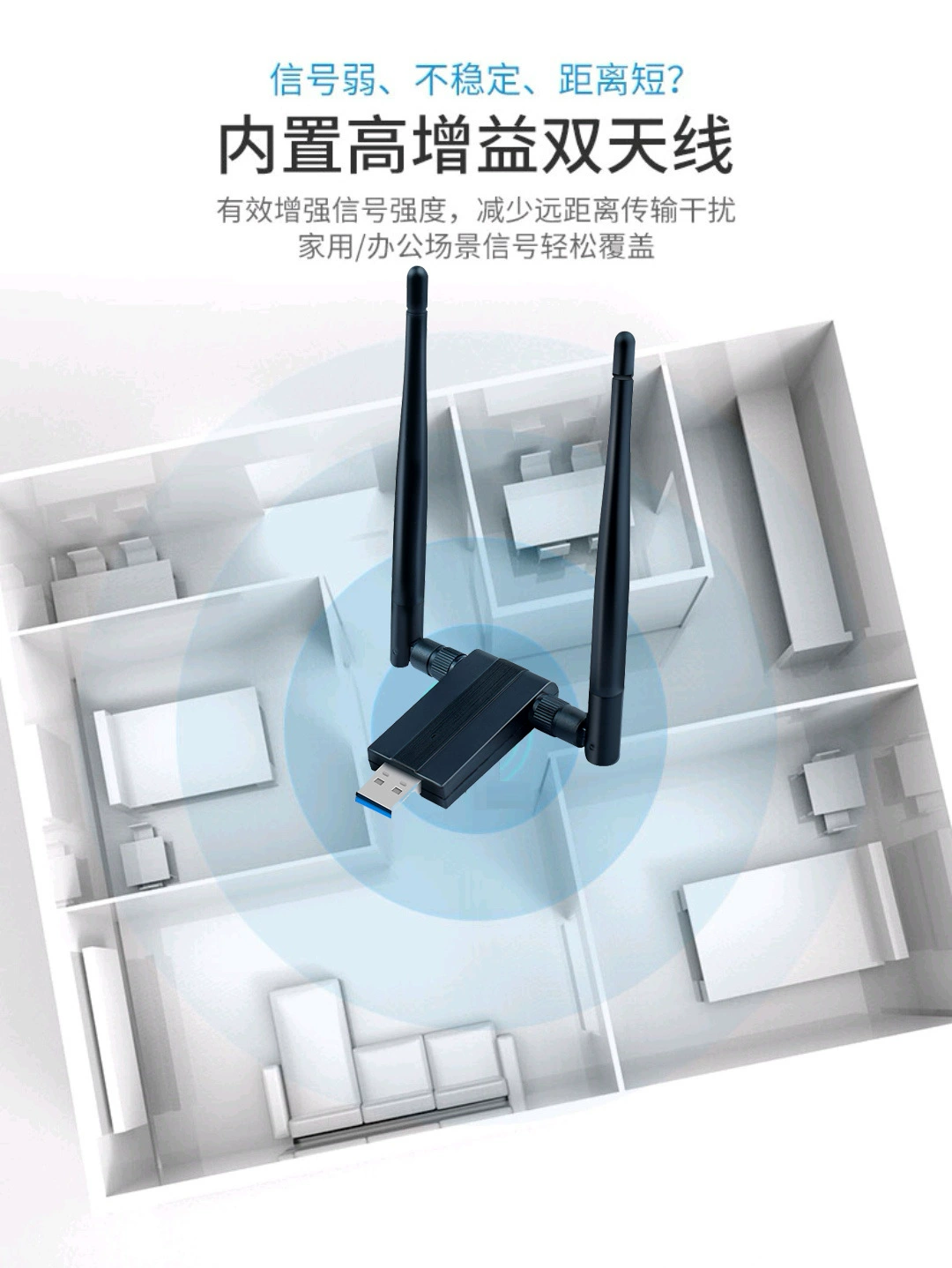 1300М беспроводная сетевая карта WiFi Bluetooth 5.0 два в одном приемник/передатчик USB3.0 сетевой адаптер