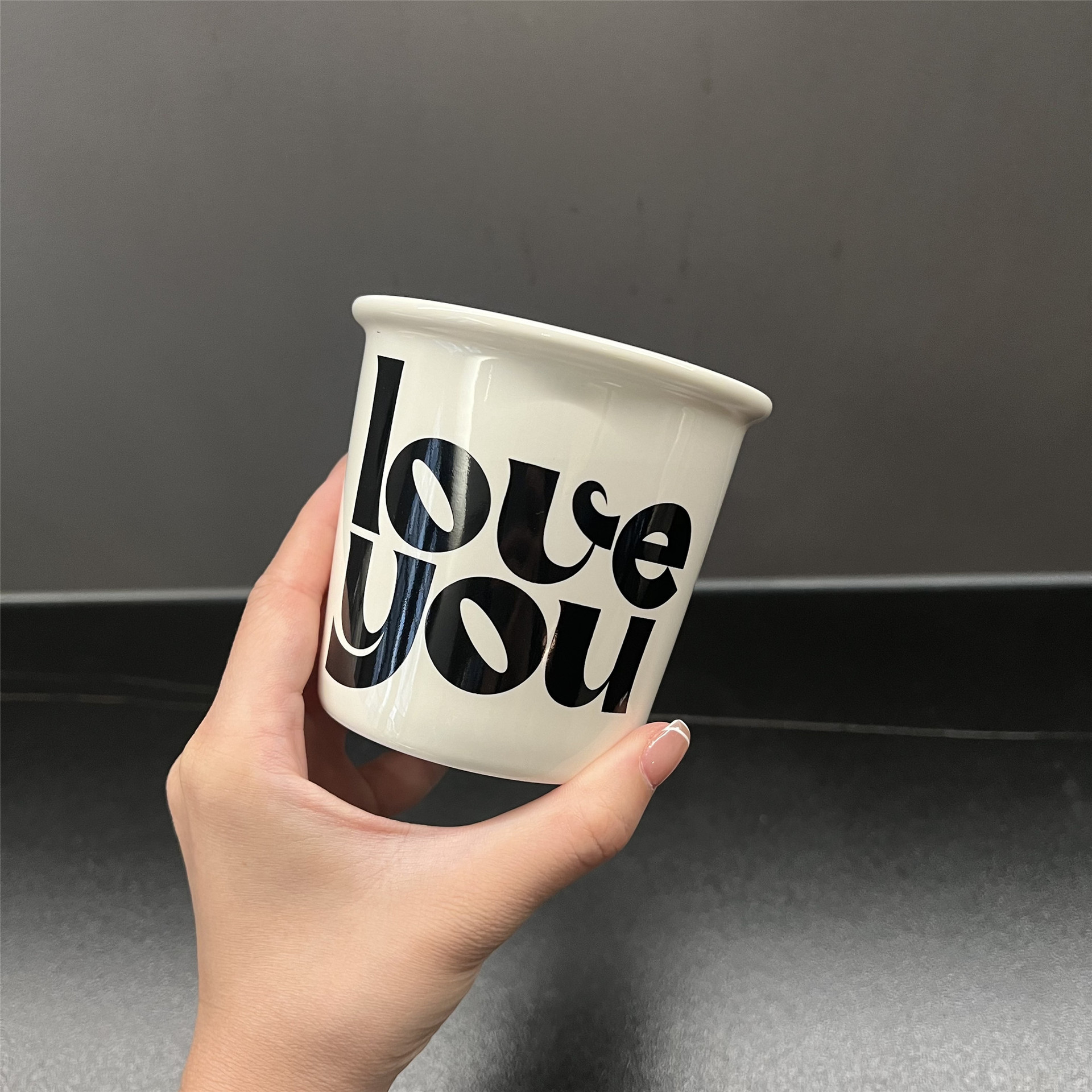 Inglés letras ins tazas de papel estilo de cerámica mano taza de leche adorable taza de café latte taza de café