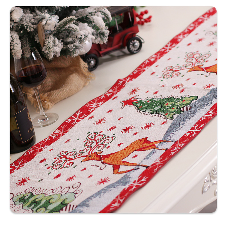 Mingguan Kerstmis nieuwe keuken tafel decoratie rekwisieten gebreide doek kwast tafelloper warmte isolatie pad cartoon tafelkleed_voghion.com