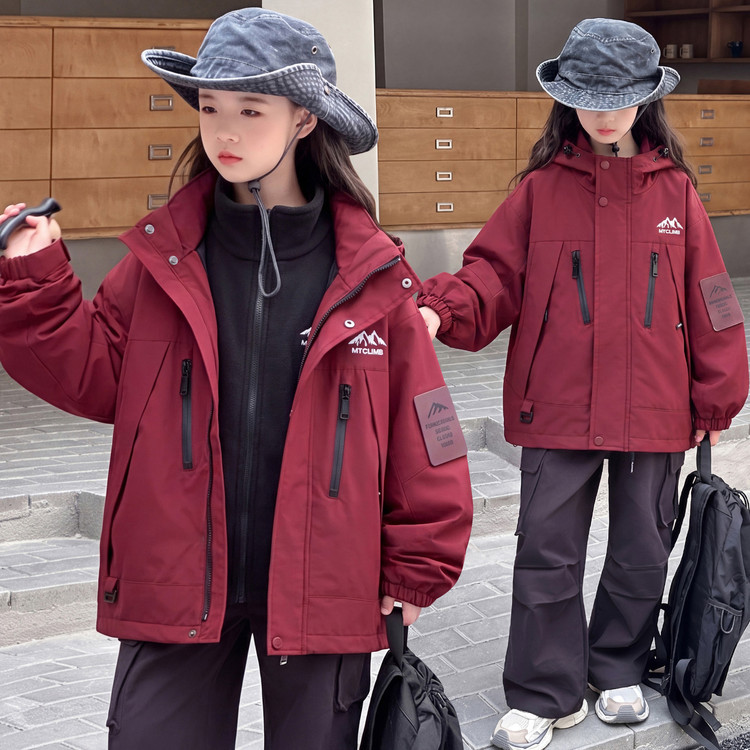 Girls' spring and autumn sports jacket, stylish windbreaker for older children, casual loose-fitting jacket for girls