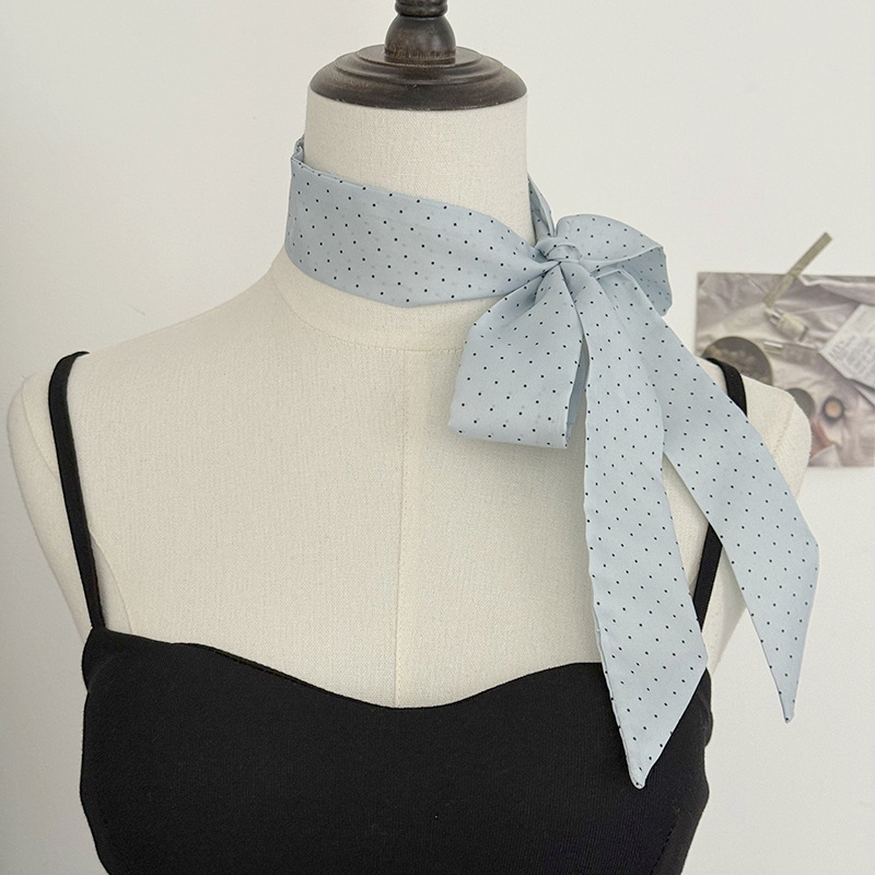 Bufanda de seda larga francesa de lunares, sensación de alta calidad, bufanda decorativa de primavera y verano, bolsa de cintura, cinta para el cabello, cinta para el cabello, cinta para el cabello