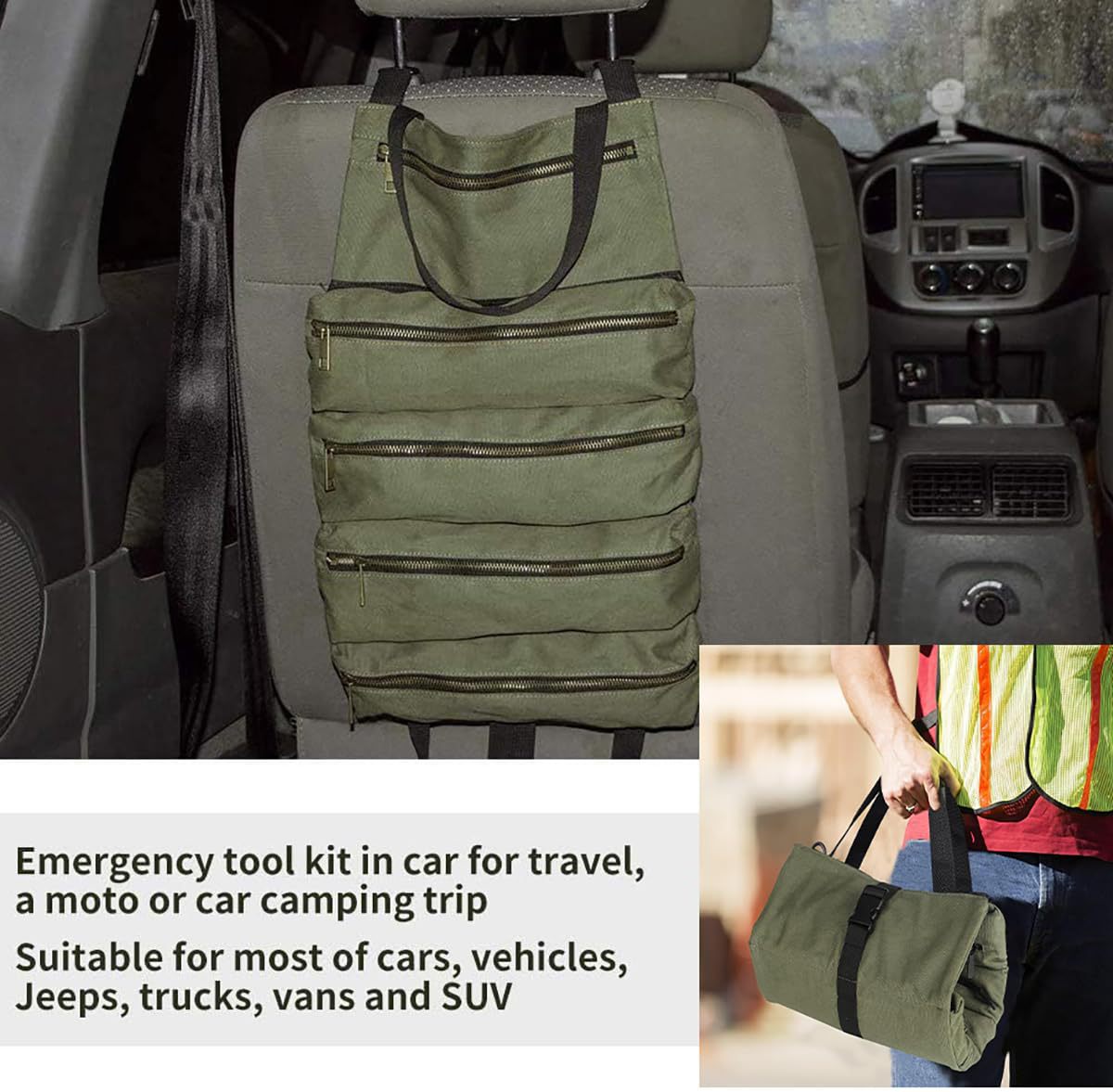 Cross-Border Roll-Type Tool Bag, Oxford Cloth Tool Bag, Car Tool Bag, Multi-Functional Electrician's Bag, Hardware Storage Bag