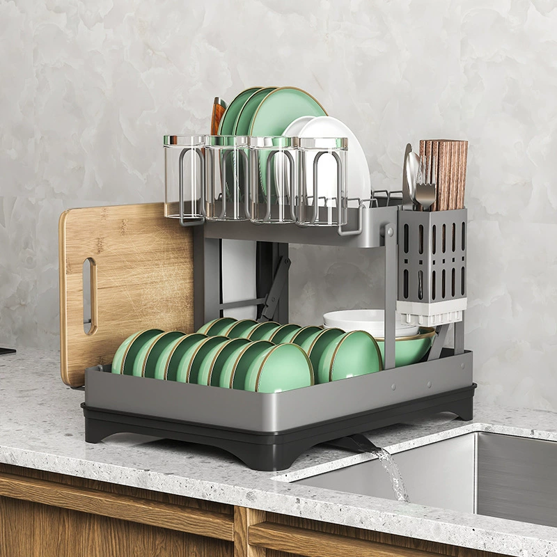 Folding storage system stainless steel, cutting board, wineglass, drying rack