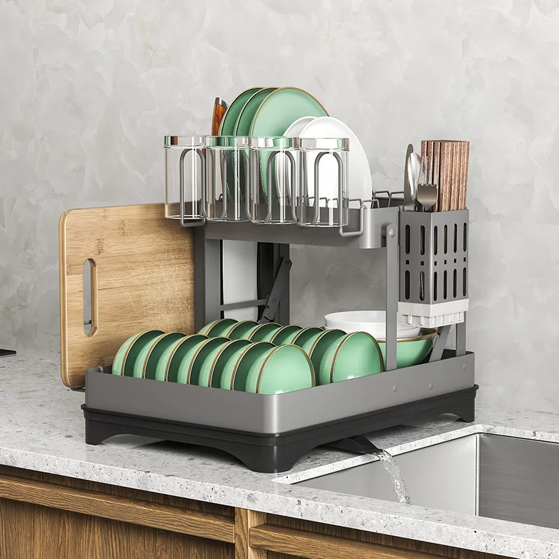 Folding storage system stainless steel, cutting board, wineglass, drying rack