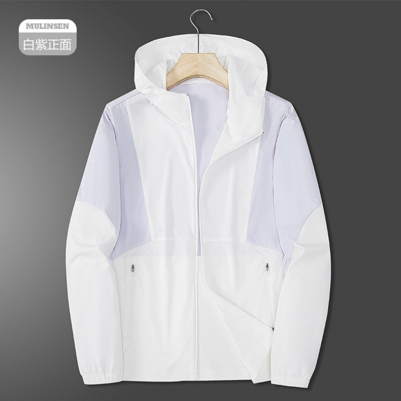 2508 color de verano para hombres y mujeres hielo ventilador chaqueta de protección solar deportiva con sombrero al aire libre abrigo elástico super delgado de moda