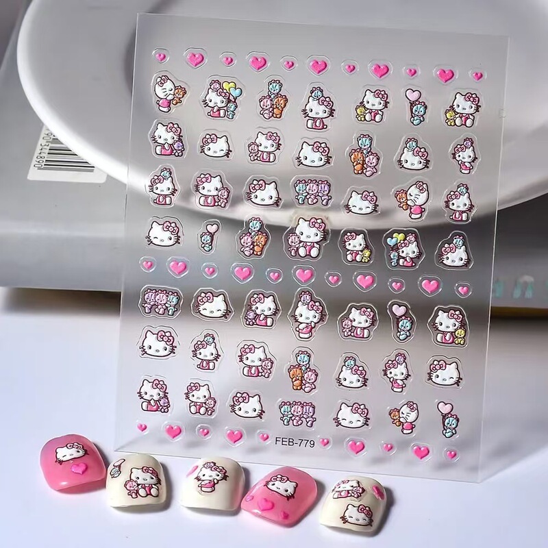 かわいいネイルアートステッカー粘着リトルレッドブック同新年キティフラットネイルキティウォーターカップ携帯電話|undefined