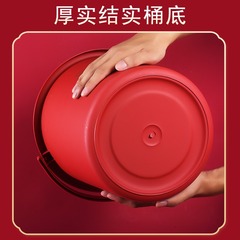 UG73喜桶塑料大號手提帶蓋水桶紅色喬遷新居結婚陪嫁紅桶婚慶用品