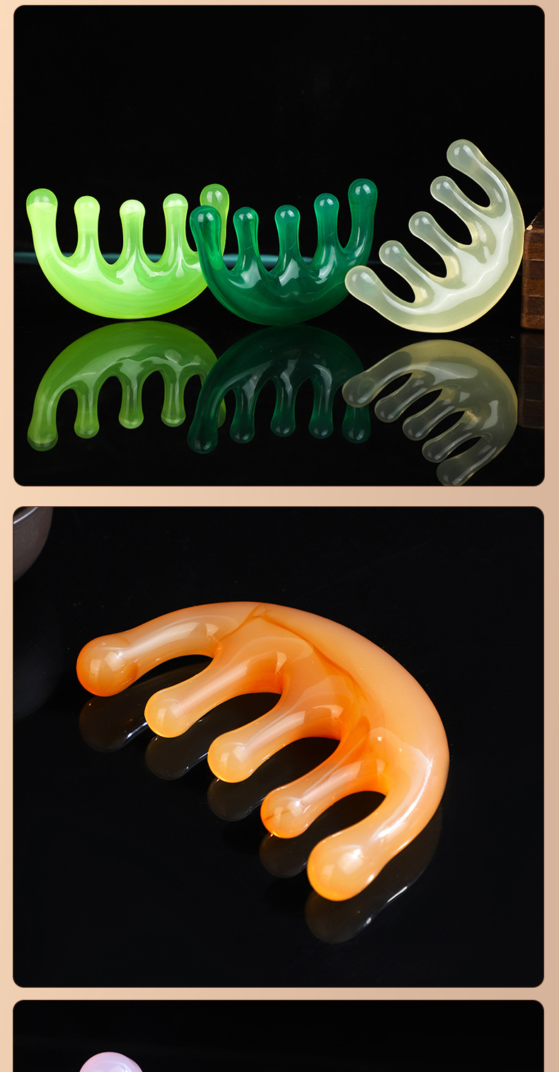 Five Finger Meridian Massage Comb Resin Gua Sha Scalp Comb Multi Function Wellness Tool details