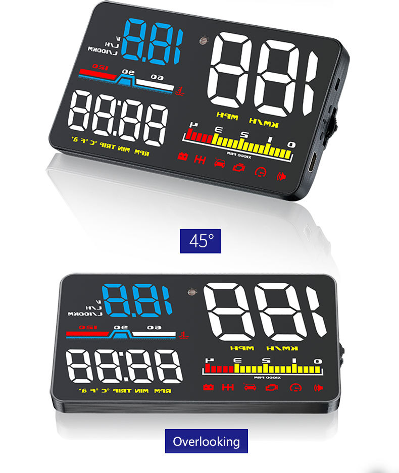 Car Head-Up Display Obd High-Definition Hud Vehicle Head-Up Display Instrument Speedometer Water Temperature Fuel Consumption Meter Cross-Border Exclusive Supply