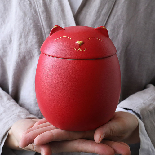 Kitten and dog tea jar ceramic pet ashes jar panda storage jar moisture-proof sealed stoneware jar creative personality