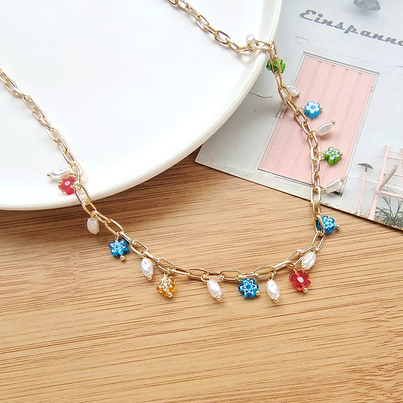 Fashion Flower Alloy Pearl Plating Choker