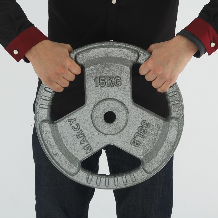 Barbell pieza grande pequeño agujero pieza de mano de pintura de tres agujeros recubierto de pegamento de protección del medio ambiente pieza de galvanoplastia gimnasio barra olímpica mancuerna pieza al por mayor