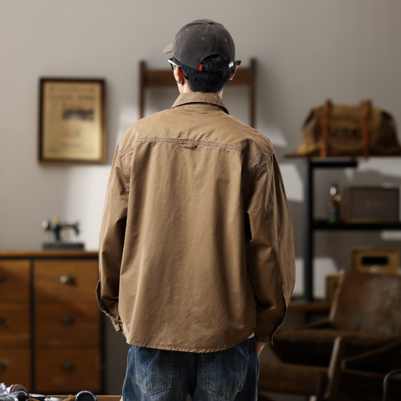Herren Workshirt Aus Reiner Baumwolle Im Retro-stil Für Herren_voghion.com