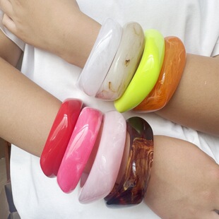 Cross-border European and American exaggerated marble pattern acrylic geometric wide bracelet bracelet wholesale