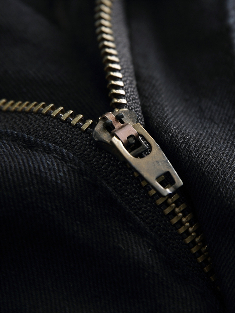 Herrenbekleidung High Street neuer Stil enge Patch-Loch-Röhrenhose einfarbig einfache Jeanshose_voghion.com