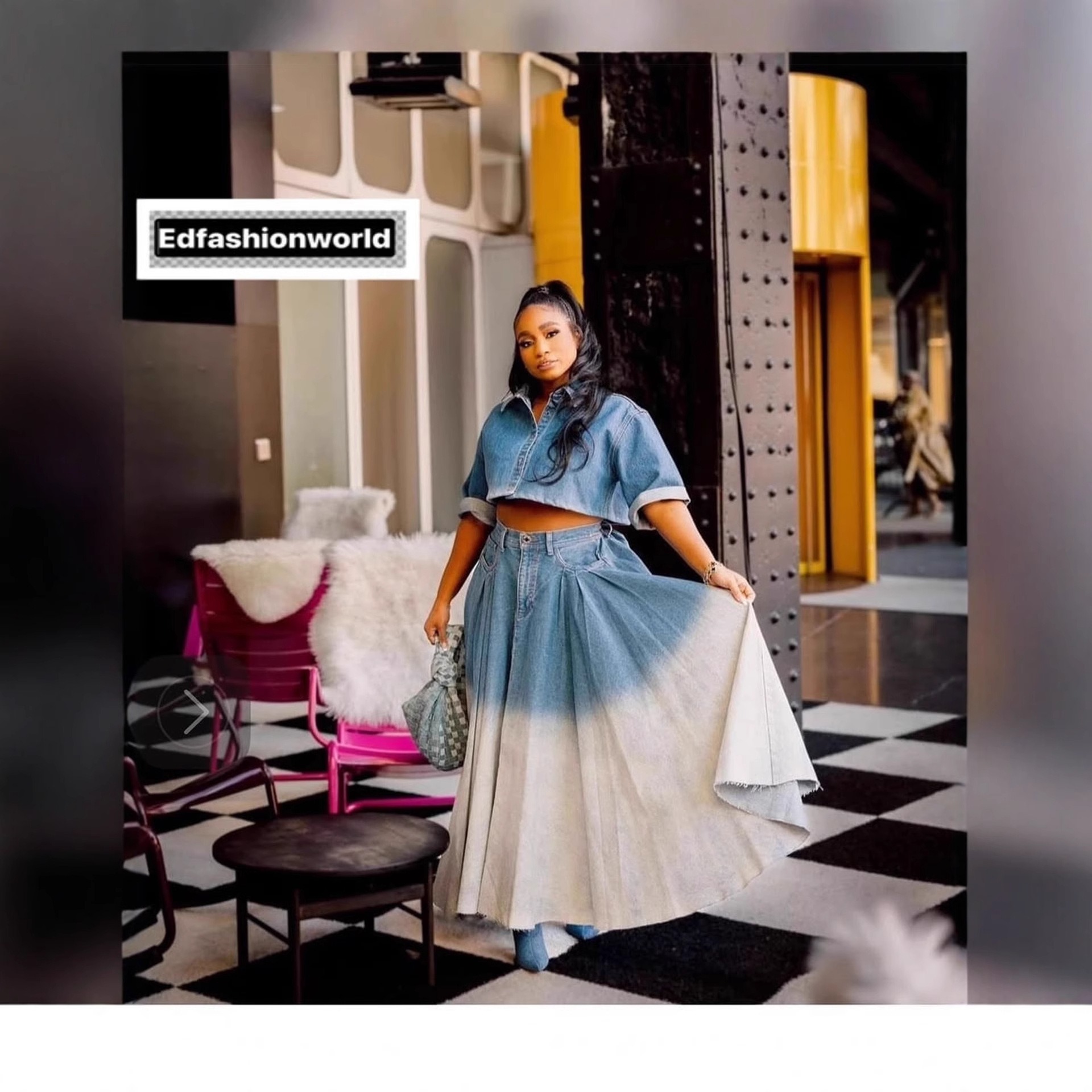 Women's Clothing Women's High Waist Midi Skirt Denim Washed Solid Color Style Drawstring Gradient Long Fashion Skirt_voghion.com
