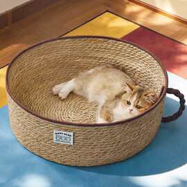 跨境批发猫抓板耐磨不掉屑猫窝沙发蒲草垫子小狗爪板夏天四季通用