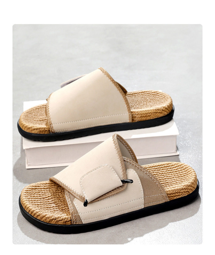 Dép sandal nam quai ngang bít mũi chống trượt đi biển cỡ lớn — kaki, màu be, đen chi tiết 17