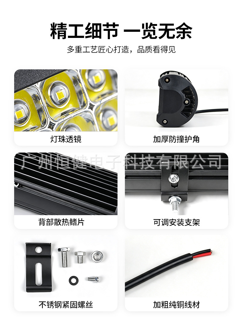 24-LED Car Work Light 7inch Off-Road Spotlight IP67 Waterproof Roof-Mounted Auxiliary Light for Truck Repair