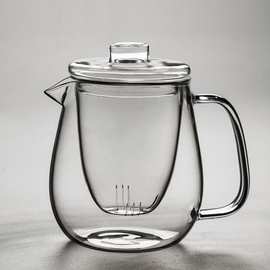 玻璃茶杯泡茶杯加厚大企鹅壶带盖三件透明过滤水壶花茶壶功夫茶具