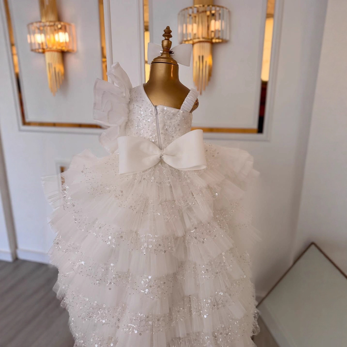 Primavera vestido de princesa de niña nuevo vestido de flores blanco de primavera vestido de aniversario