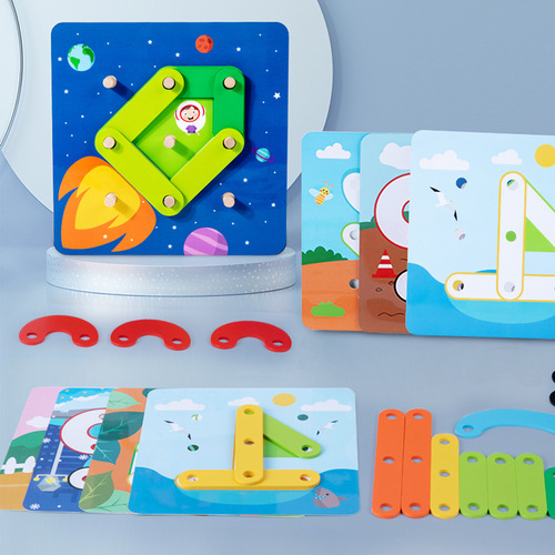 Wooden strip-shaped building toys for children's transportation, animal recognition, hand-eye coordination training, fun puzzle toys for young children