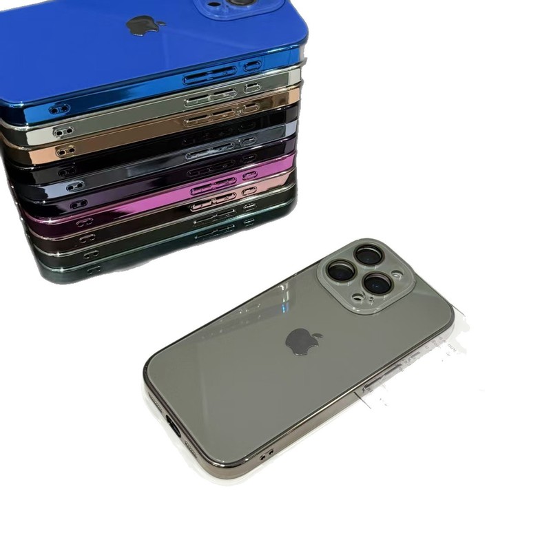 电镀冰感玻璃原机色适用iPhone16手机壳15纯色14情侣13新款12外壳|undefined