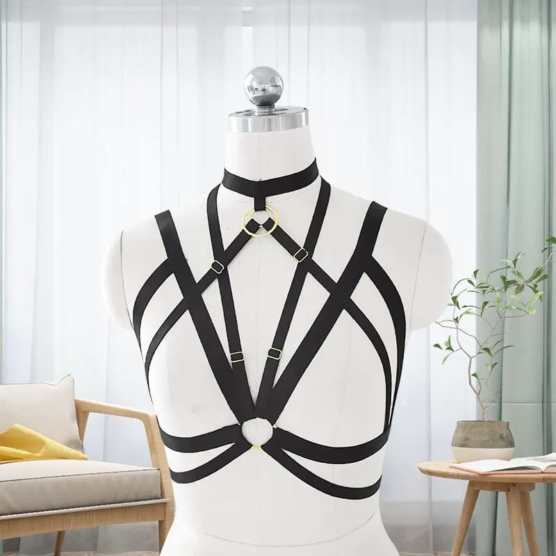 Harness, black bra, elastic bullet, underwear, lifting effect, Gothic