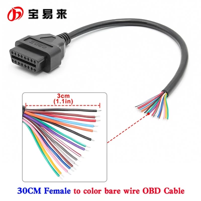 16 color line OBD male Avtomobil diaqnostika alətləri - 30cm-color-line-female-head
