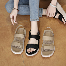 跨境休闲大码厚底鞋夏季新款罗马风格拖鞋魔术贴日常沙滩凉鞋女士