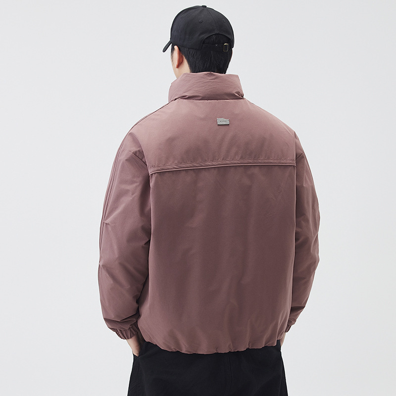Chaqueta de plumón de cuello vertical para hombres invierno 2025 nueva marca de moda alta sensación de abrigo ligero chaqueta de invierno para hombres