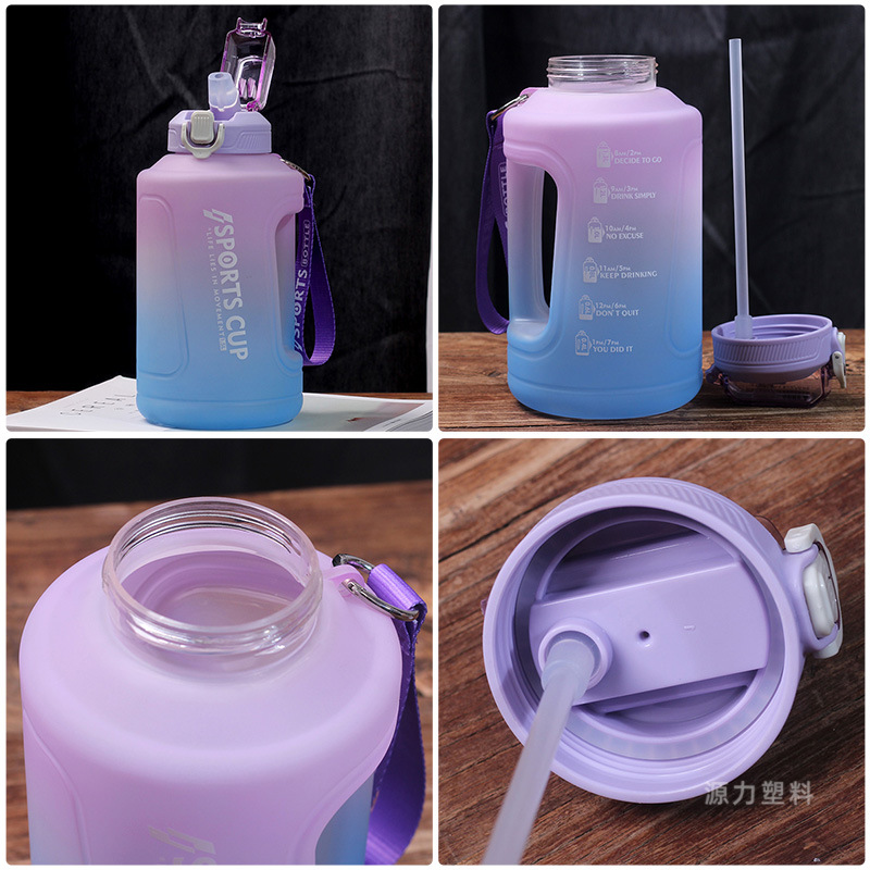 1.5L de gran capacidad tonelada barril portátil hervidor de agua con escala gimnasio taza fitness escala botella de agua Internet celebridad taza