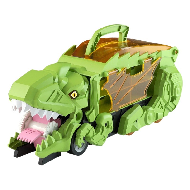 Transfronterizo dinosaurio para niños tragando coche catapulta deslizante transporte pista de almacenamiento aleación coche educativo coche juguete