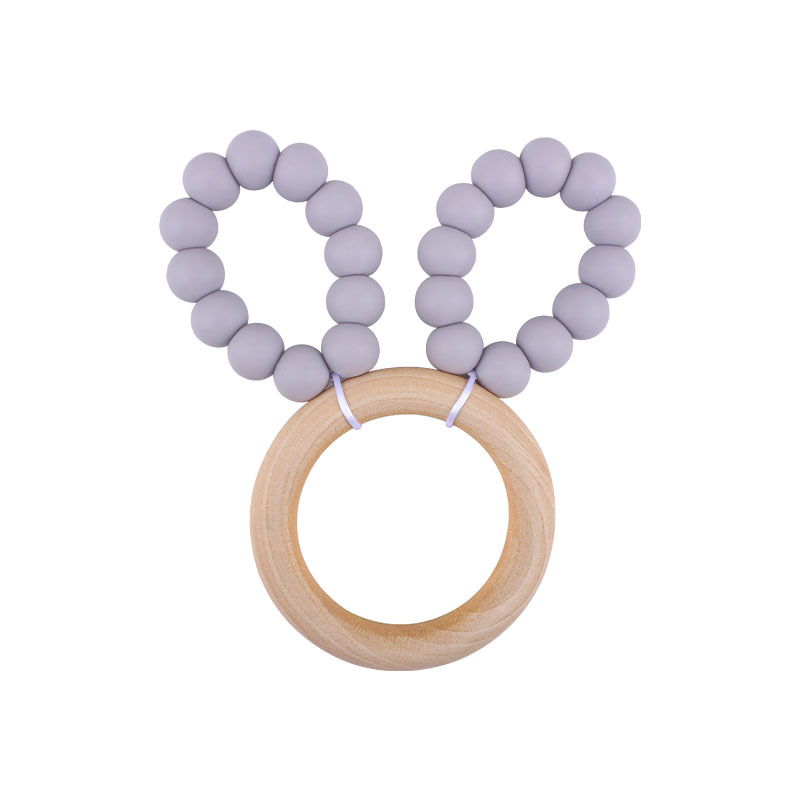 DIY bebé creativo Hemu anillo teether pulsera juguete teether cuentas de silicona Orejas de conejo teether palo