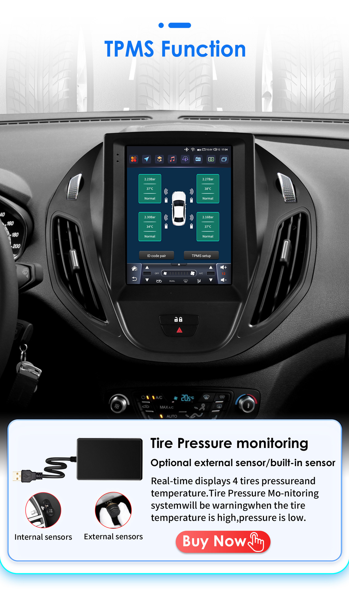 Suitable for 13-21 Models of Ford Tourneo, Vertical Screen Android 9.7inch Car Gps Navigation
