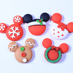 Cartoon Christmas New Mickey Head Resin Accessory DIY Cream Glue Phone Case Clip Christmas Decoration