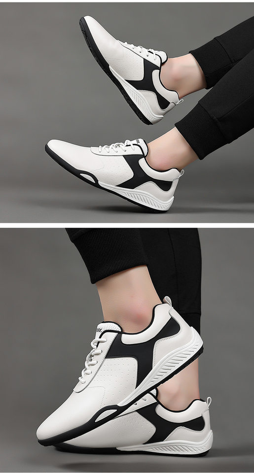 Giày sneaker nam da bò mặt mềm chống mài mòn, đế cao su gót thấp 1–3 cm, phối đồ dễ — PZ9872 màu trắng, PZ9872 màu đen chi tiết 16
