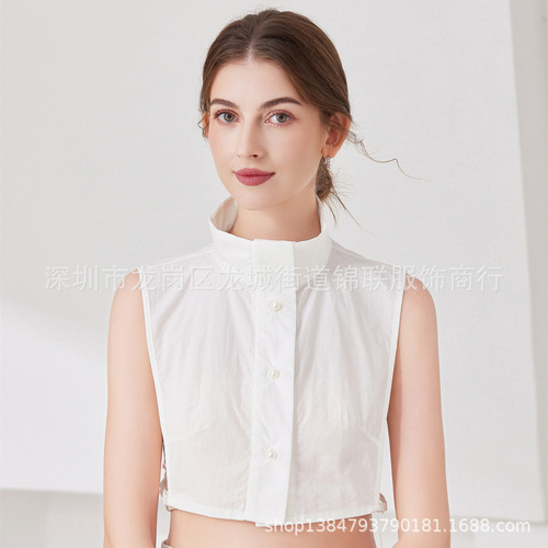 Turn seconds into a beautiful girl's pearl collar cute and lovely white pure cotton shirt style collar