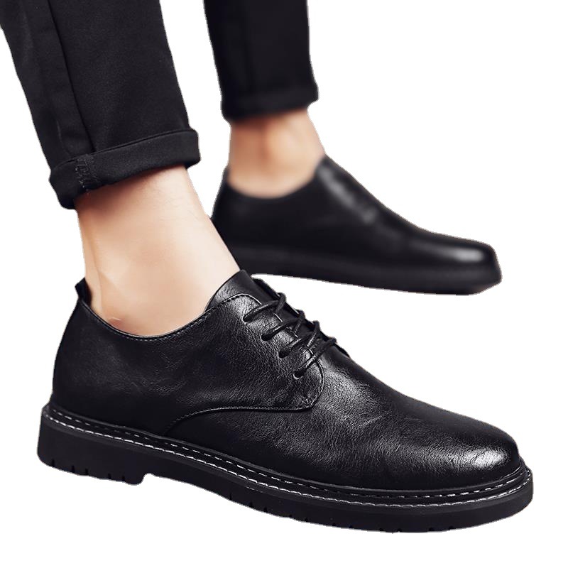 Leather shoes men's summer breathable 20...