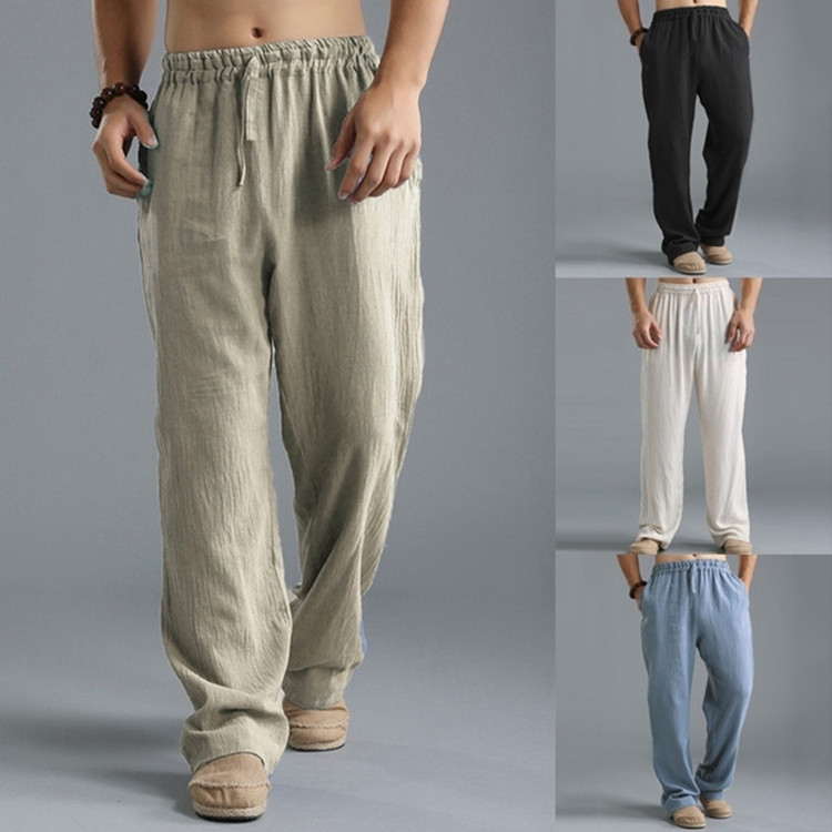 2022 Amazon wish AliExpress European and American men's plus size loose casual pants linen breathable sports trousers men