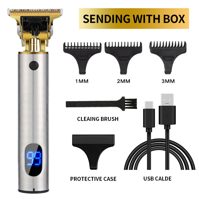 T9 Buda cabeza eléctrica Clipper empuje blanco gradiente aceite cabeza tijeras cabeza profesional peluquería talla Clipper grabado cortadora de cabello