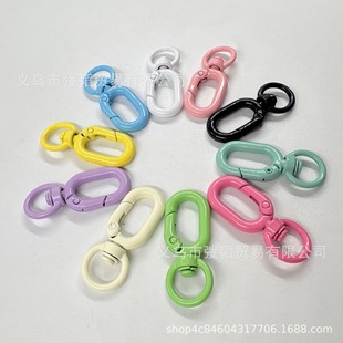Color U-shaped buckle spring buckle alloy open key chain paint 8-character buckle lifting key chain diy jewelry accessories
