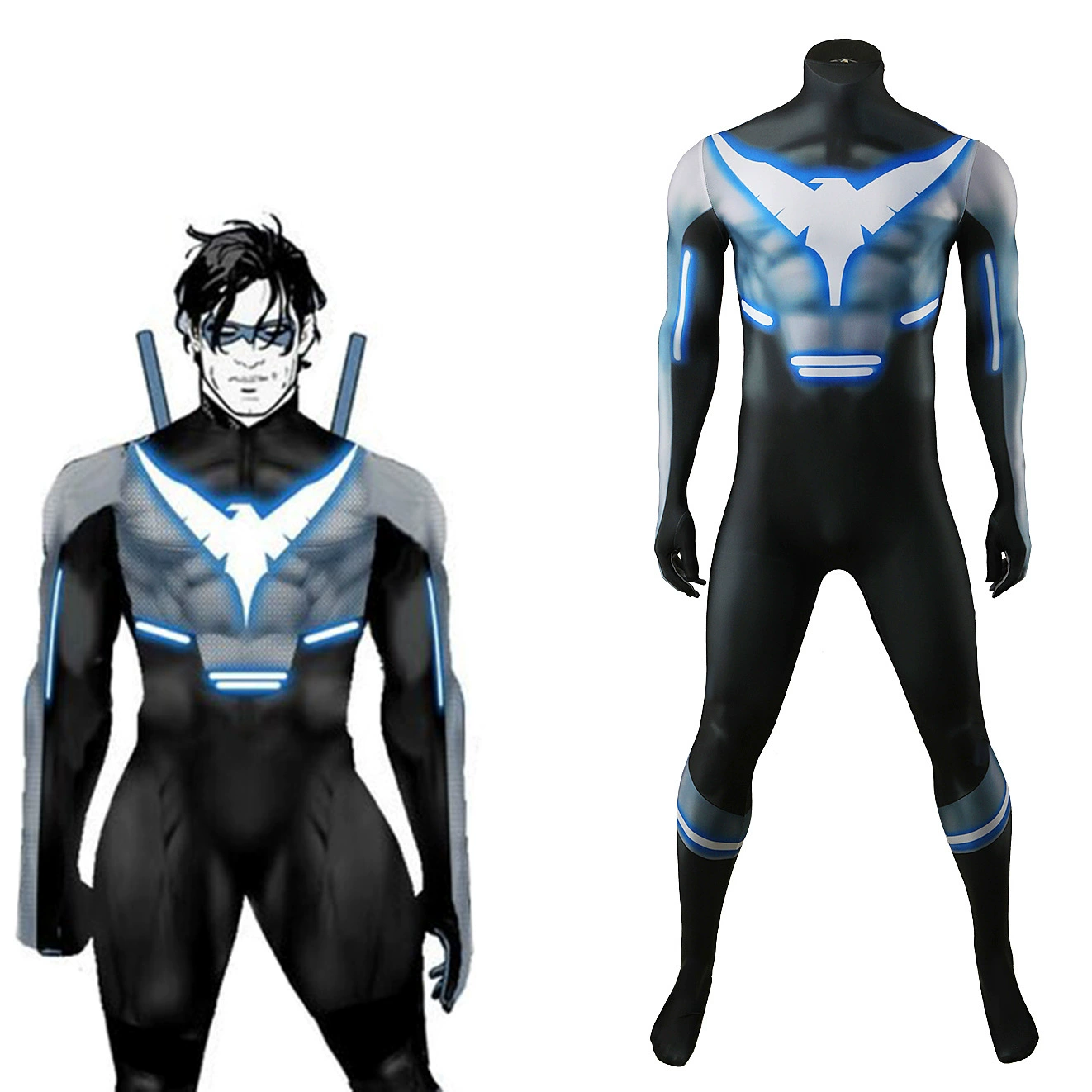 Косплей DC Nightwing костюм на Хэллоуин, леггинсы, костюм Nightwing номер 005