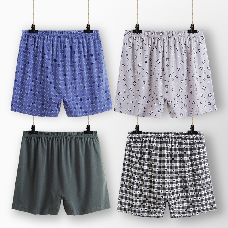Cotton Middle-aged and Elderly Underwear Dad High Waist Grandpa Large Size Plus Weight Men's Four Corner Pants Thin Underwear for the Elderly
